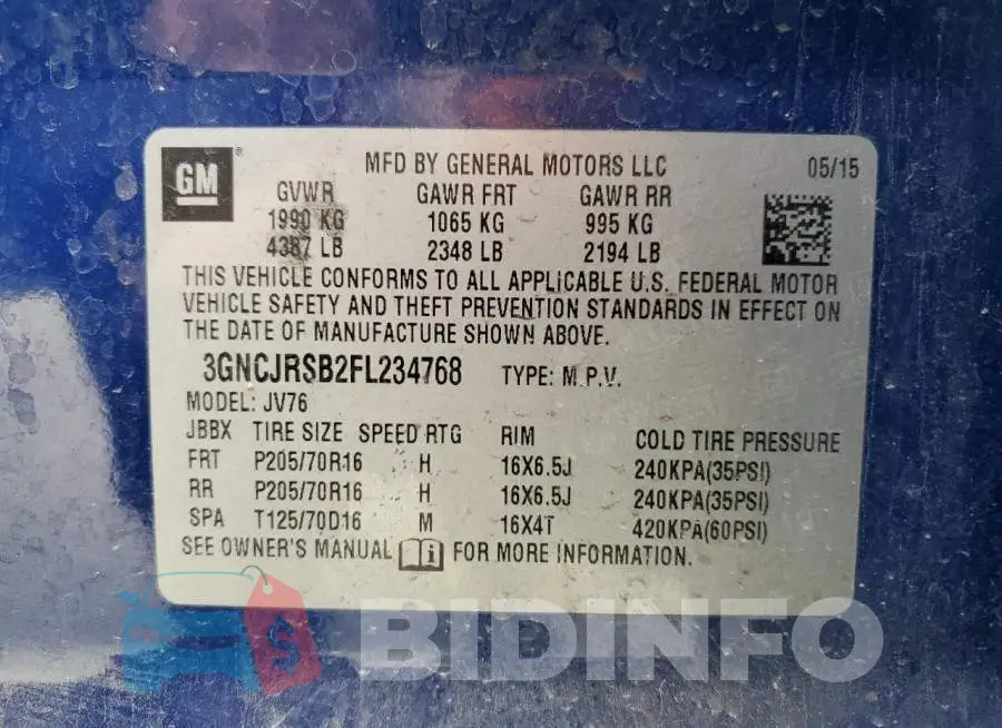 3GNCJRSB2FL234768 Photo# 13