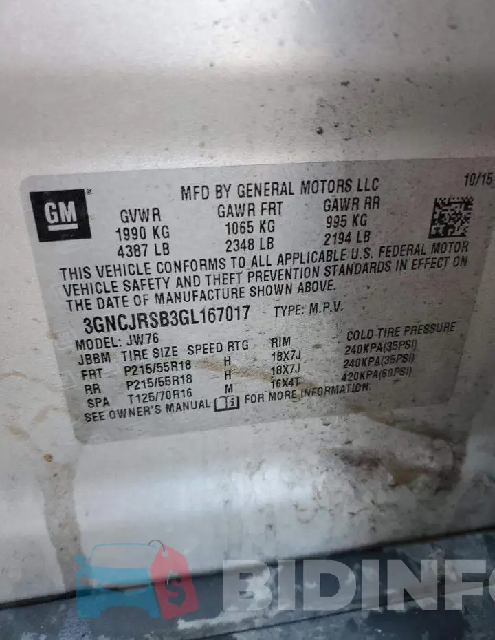 3GNCJRSB3GL167017 Photo# 13