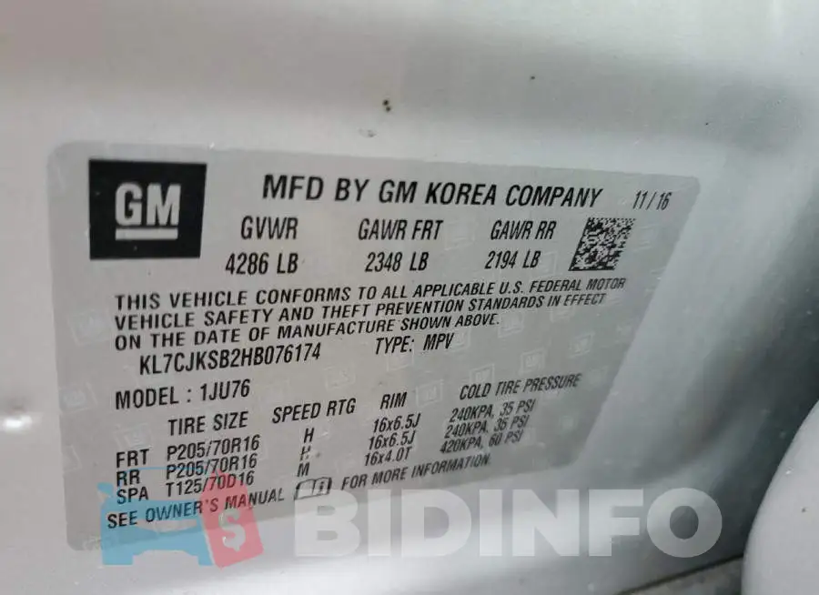 KL7CJKSB2HB076174 Photo# 12