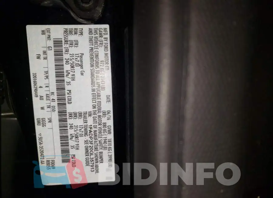 1FADP3F20GL357913 Photo# 12