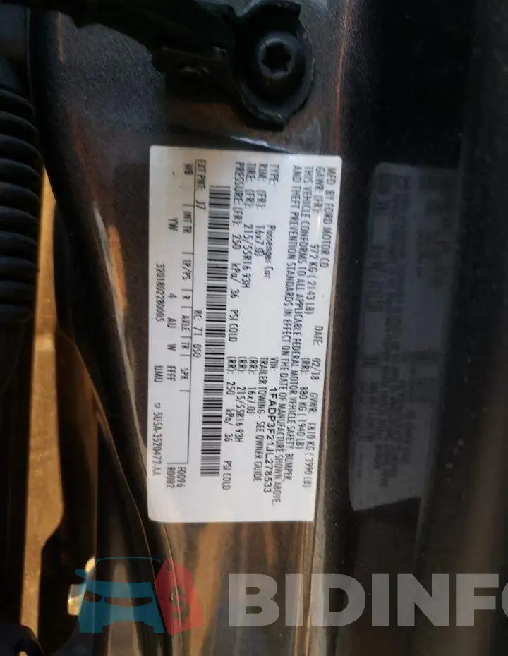 1FADP3F21JL278533 Photo# 12