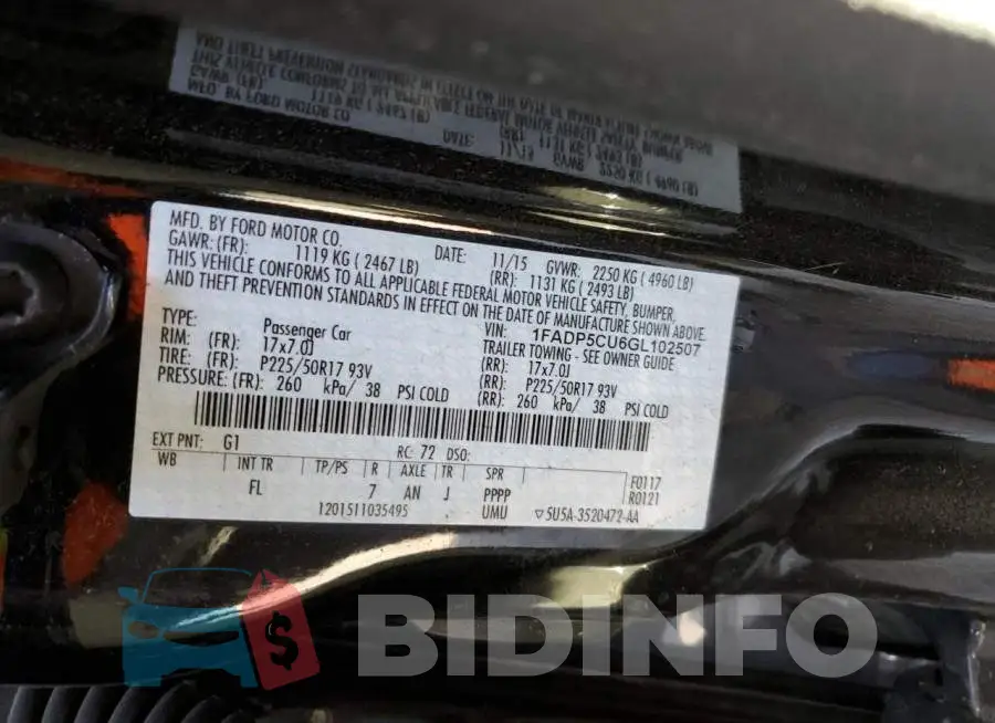 1FADP5CU6GL102507 Photo# 14