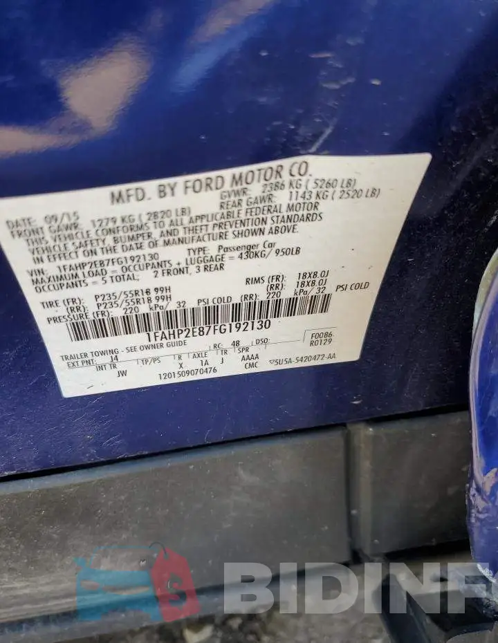 1FAHP2E87FG192130 Photo# 12