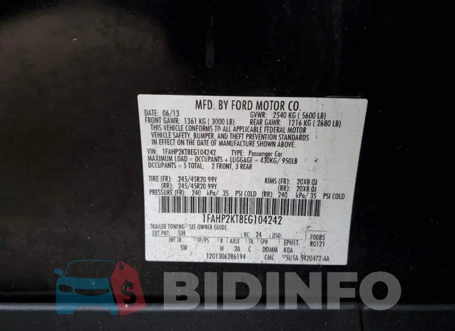 1FAHP2KT8EG104242 Photo# 12