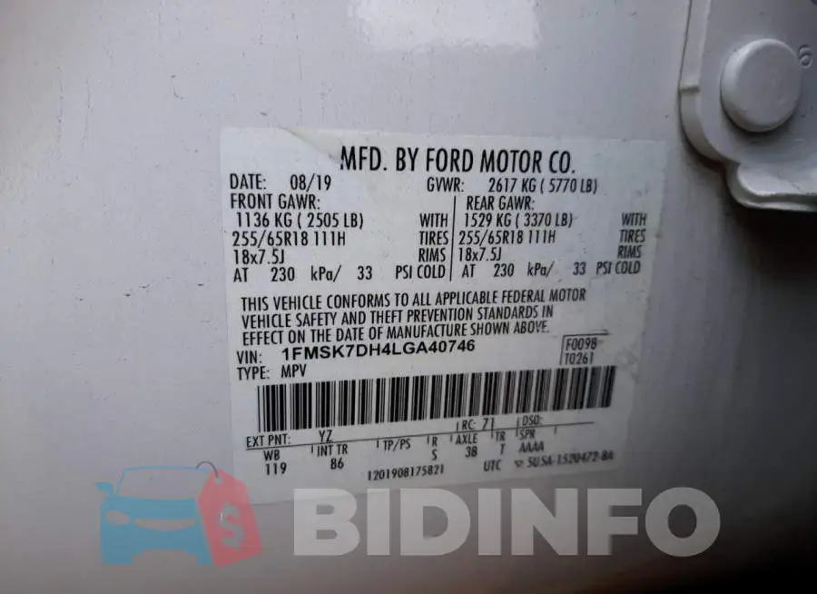 1FMSK7DH4LGA40746 Photo# 12