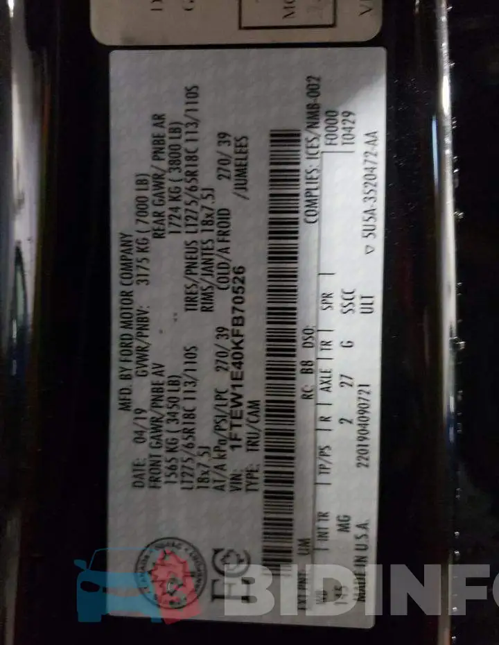 1FTEW1E40KFB70526 Photo# 12