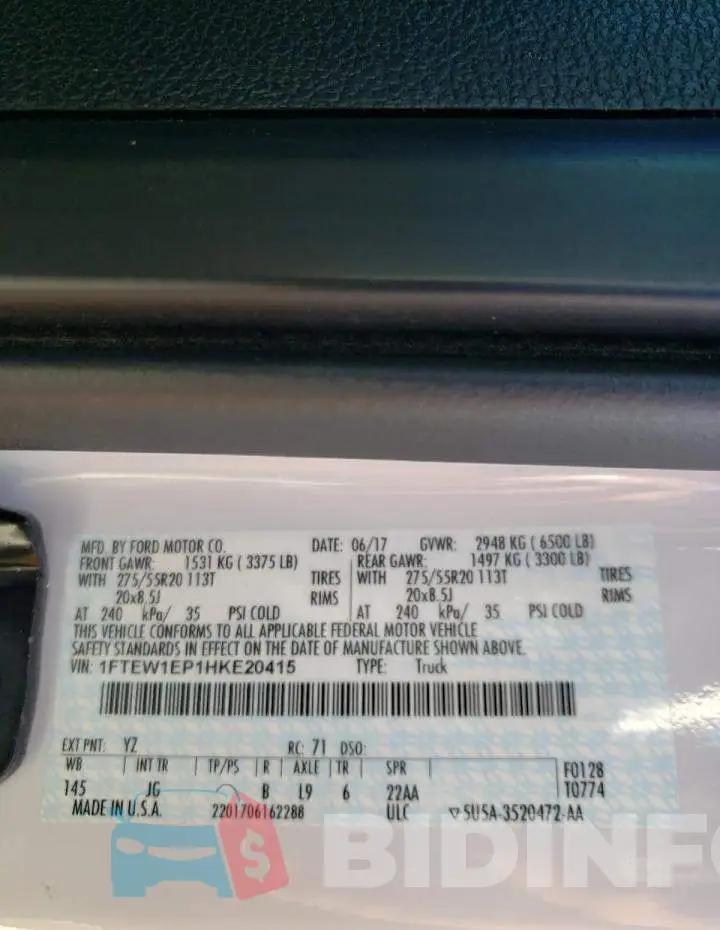 1FTEW1EP1HKE20415 Photo# 12