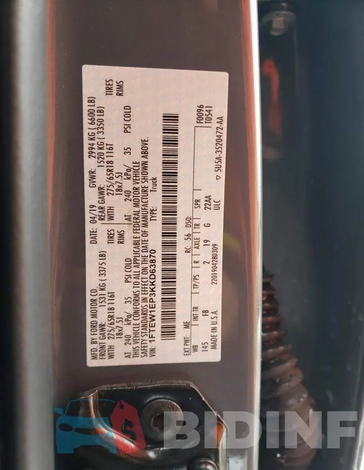 1FTEW1EP3KKD63870 Photo# 12