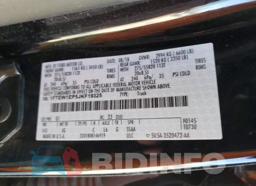 1FTEW1EP5JKF19325 Photo# 12