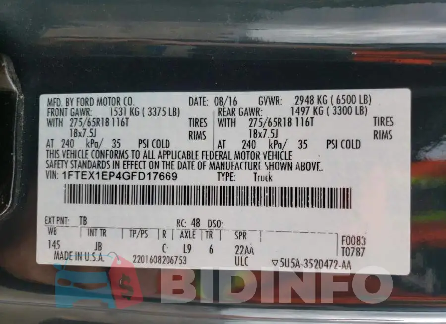 1FTEX1EP4GFD17669 Photo# 12