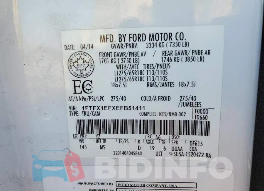 1FTFX1EFXEFB51411 Photo# 12