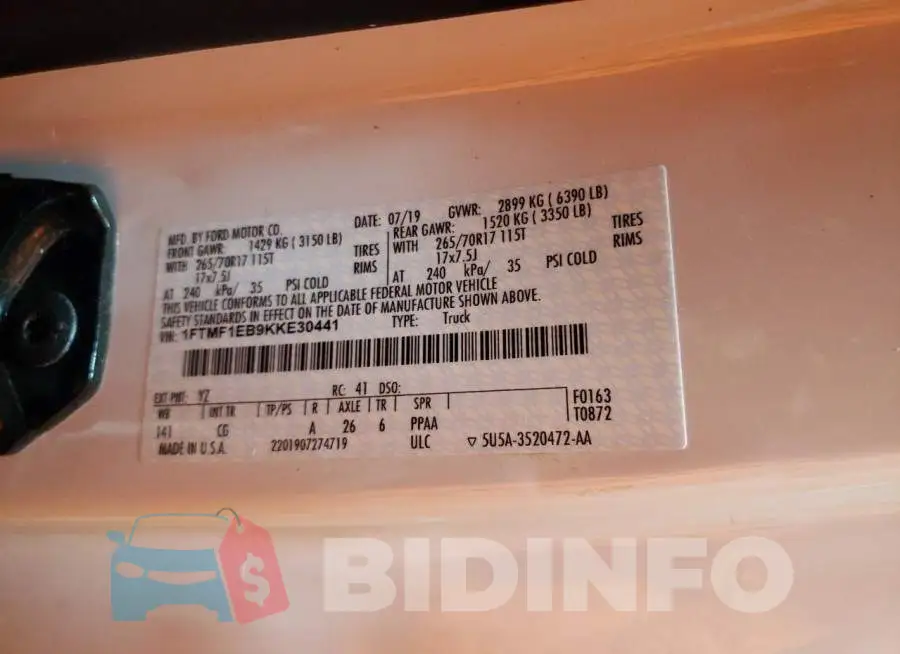 1FTMF1EB9KKE30441 Photo# 12