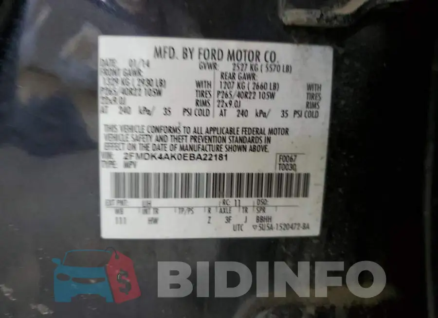 2FMDK4AK0EBA22181 Photo# 13