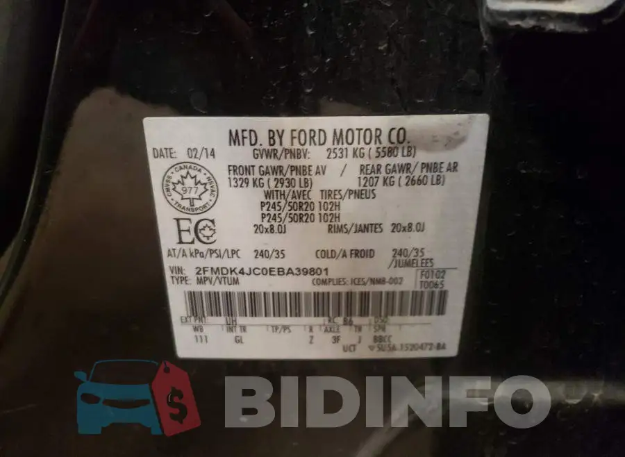 2FMDK4JC0EBA39801 Photo# 10