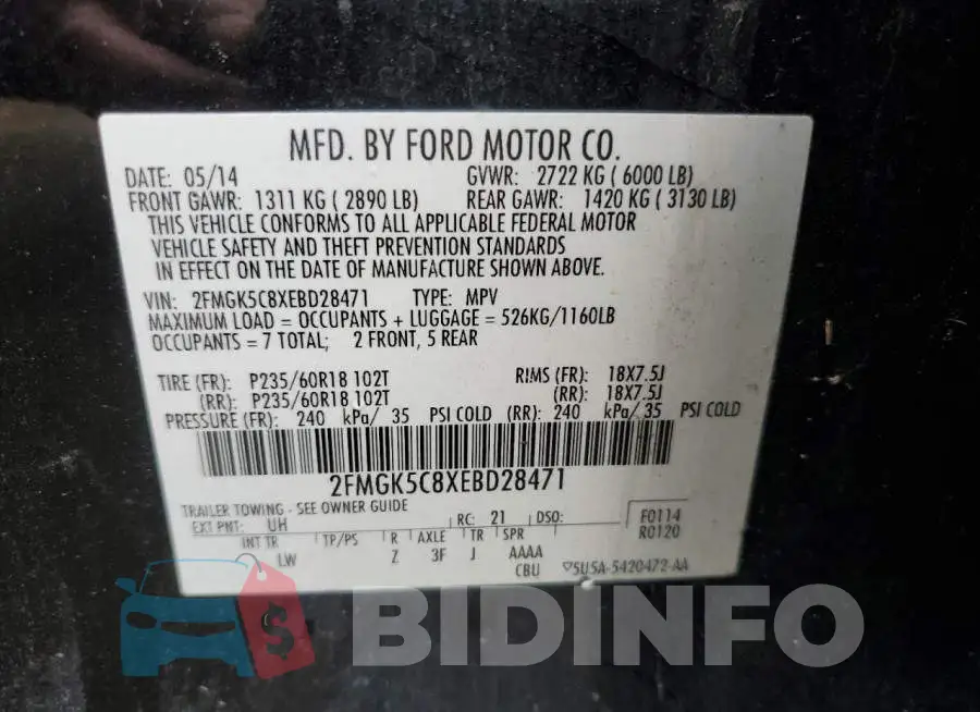 2FMGK5C8XEBD28471 Photo# 13