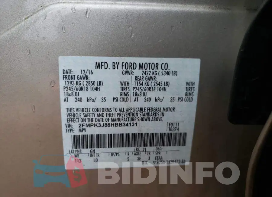 2FMPK3J88HBB34131 Photo# 12
