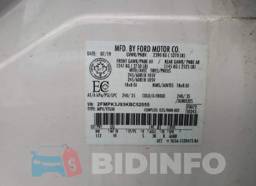 2FMPK3J93KBC52555 Photo# 14