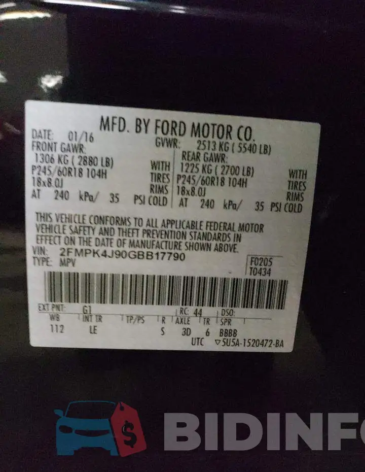 2FMPK4J90GBB17790 Photo# 13