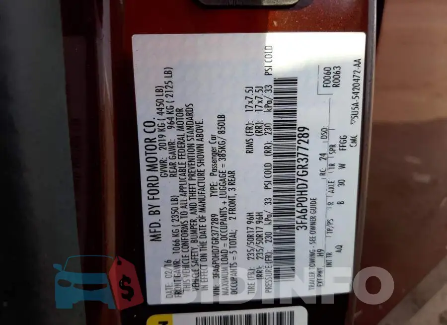 3FA6P0HD7GR377289 Photo# 13