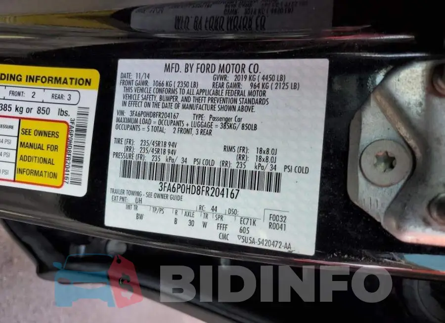 3FA6P0HD8FR204167 Photo# 12