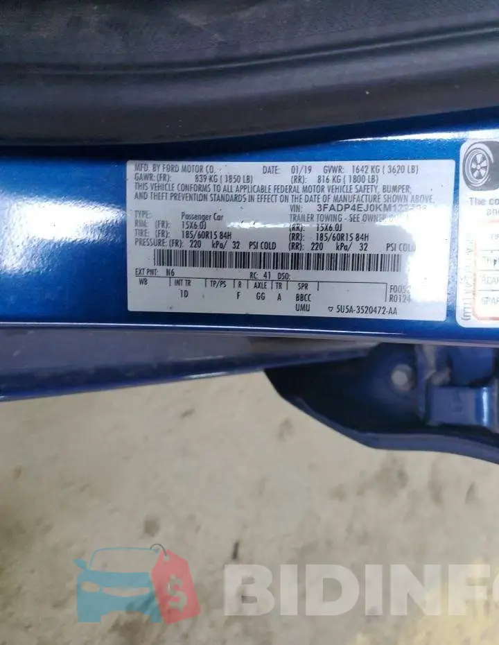 3FADP4EJ0KM122496 Photo# 13