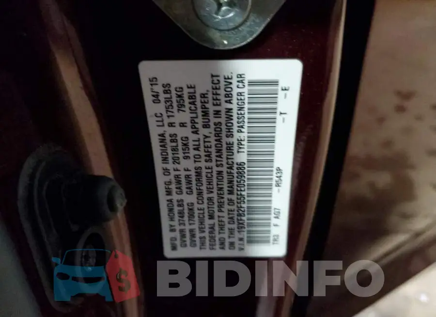 19XFB2F55FE059886 Photo# 12