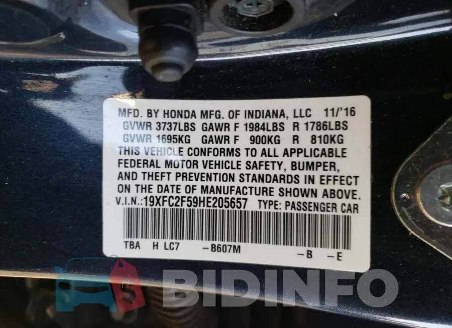 19XFC2F59HE205657 Photo# 12