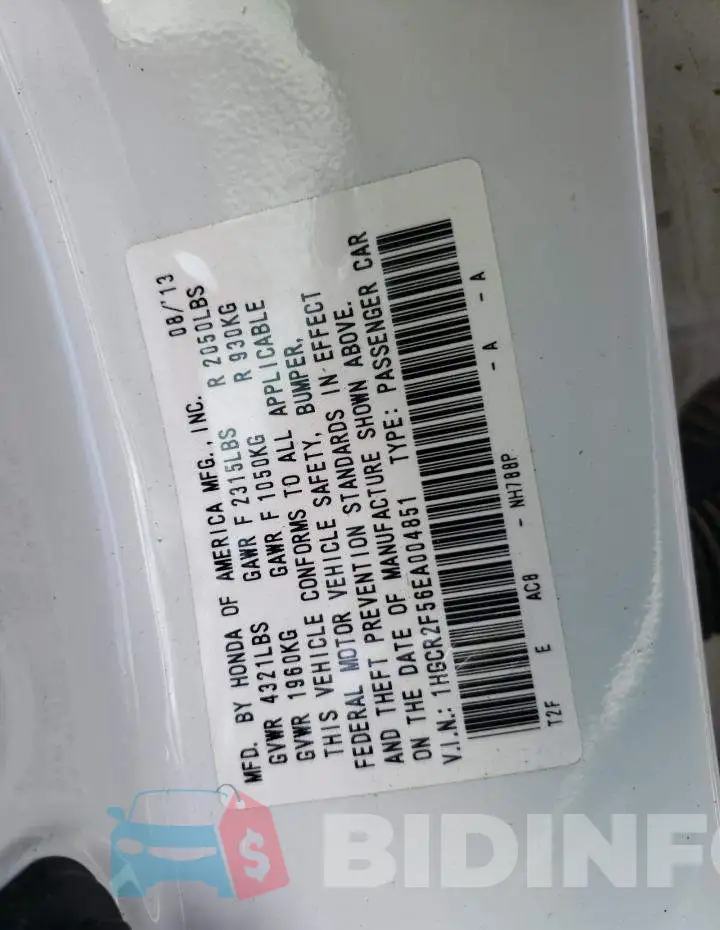 1HGCR2F56EA004851 Photo# 10