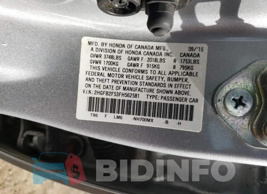 2HGFB2F53FH562581 Photo# 12