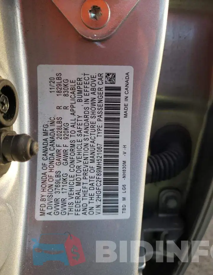 2HGFC2F89MH521067 Photo# 12