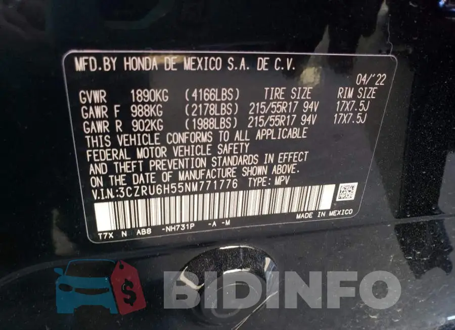 3CZRU6H55NM771776 Photo# 12