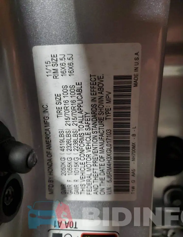 5J6RM4H3XGL017103 Photo# 13