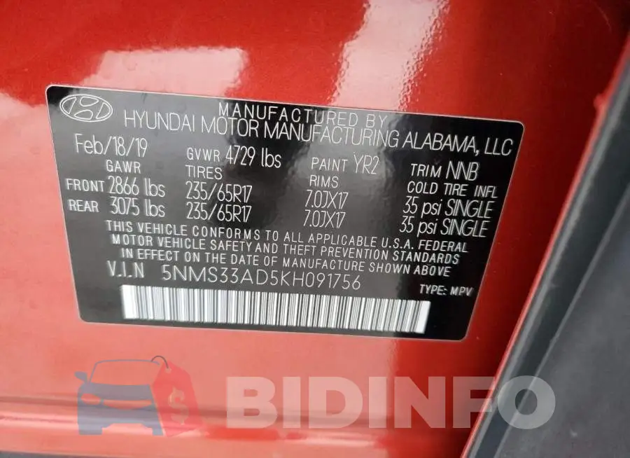 5NMS33AD5KH091756 Photo# 14