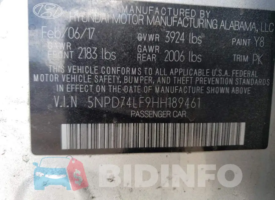 5NPD74LF9HH189461 Photo# 12