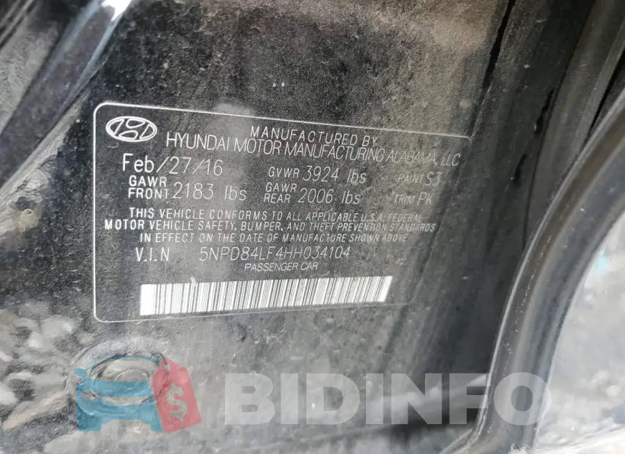 5NPD84LF4HH034104 Photo# 12