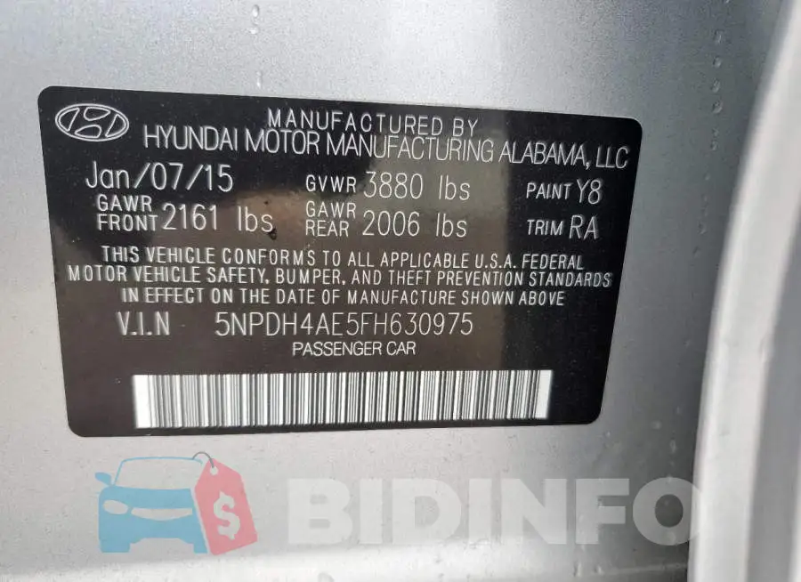 5NPDH4AE5FH630975 Photo# 12