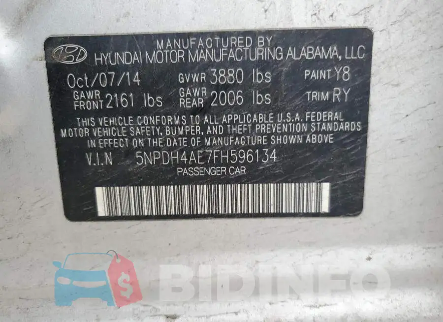 5NPDH4AE7FH596134 Photo# 13