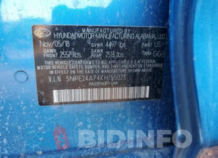 5NPE24AF4KH755023 Photo# 13