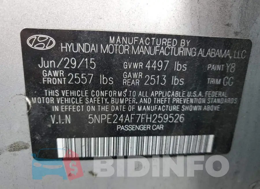 5NPE24AF7FH259526 Photo# 12