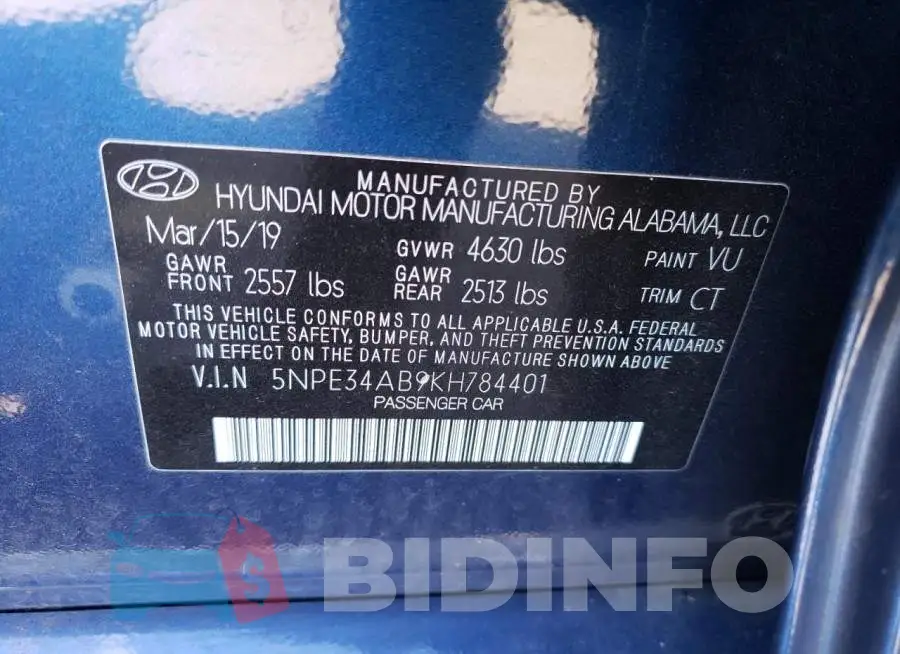 5NPE34AB9KH784401 Photo# 12