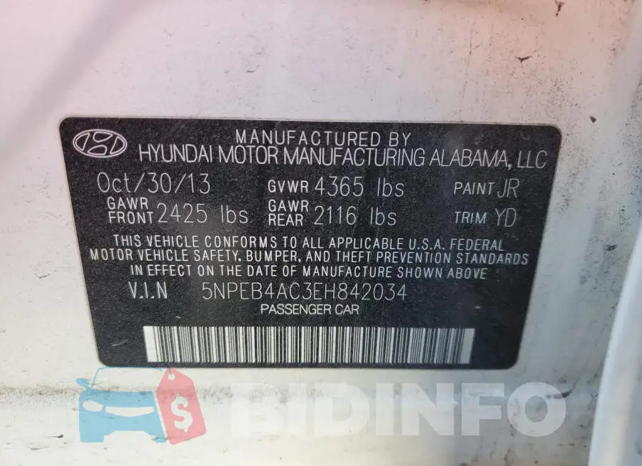 5NPEB4AC3EH842034 Photo# 12