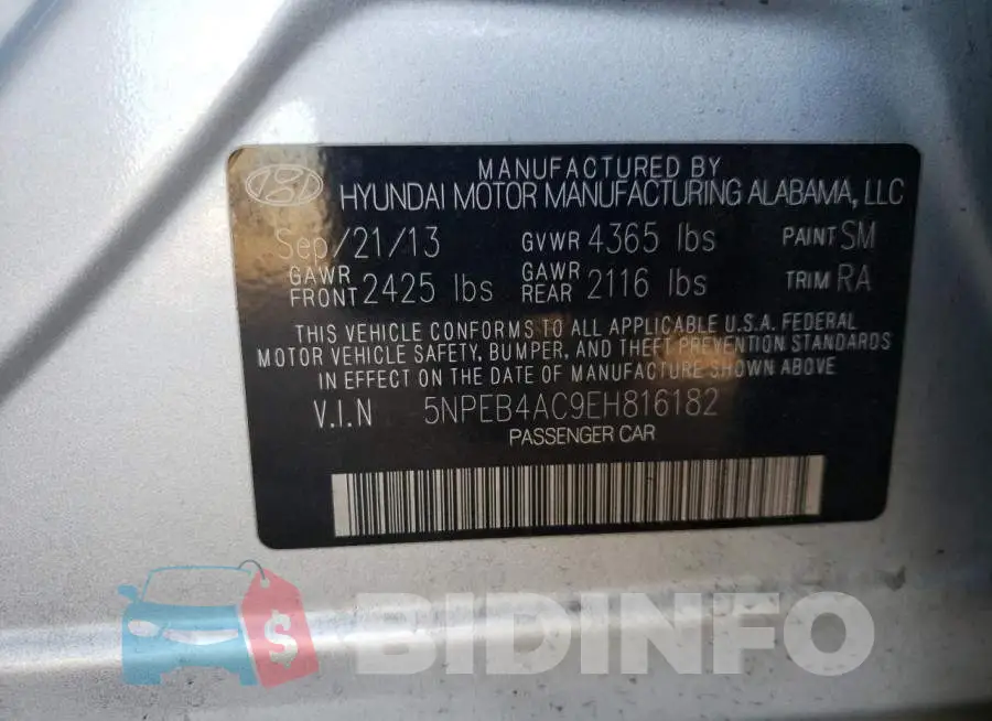 5NPEB4AC9EH816182 Photo# 12