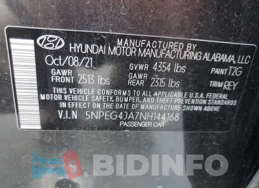 5NPEG4JA7NH144168 Photo# 12