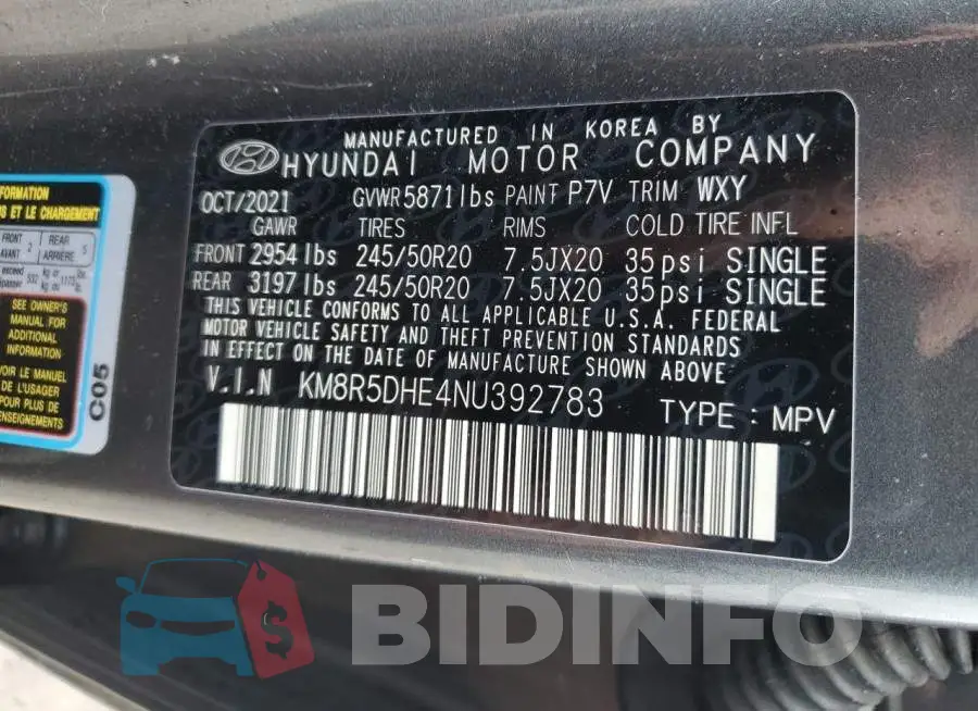 KM8R5DHE4NU392783 Photo# 13