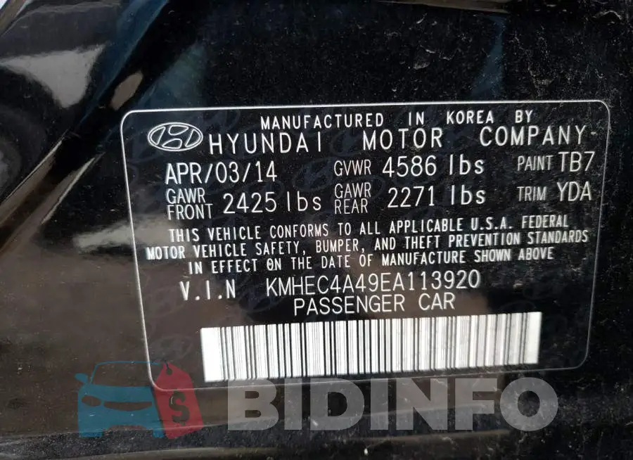 KMHEC4A49EA113920 Photo# 12