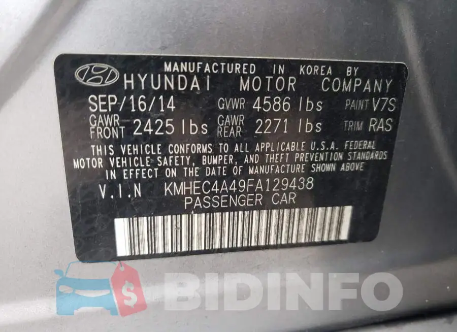 KMHEC4A49FA129438 Photo# 12