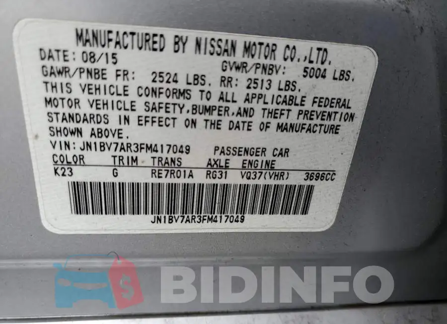 JN1BV7AR3FM417049 Photo# 12