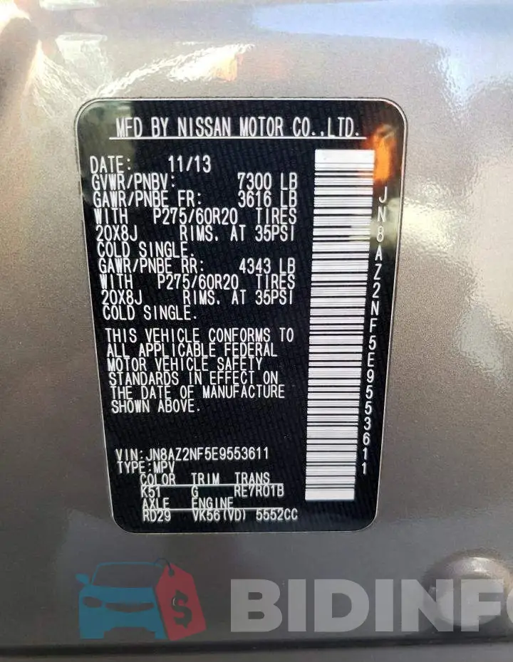 JN8AZ2NF5E9553611 Photo# 12