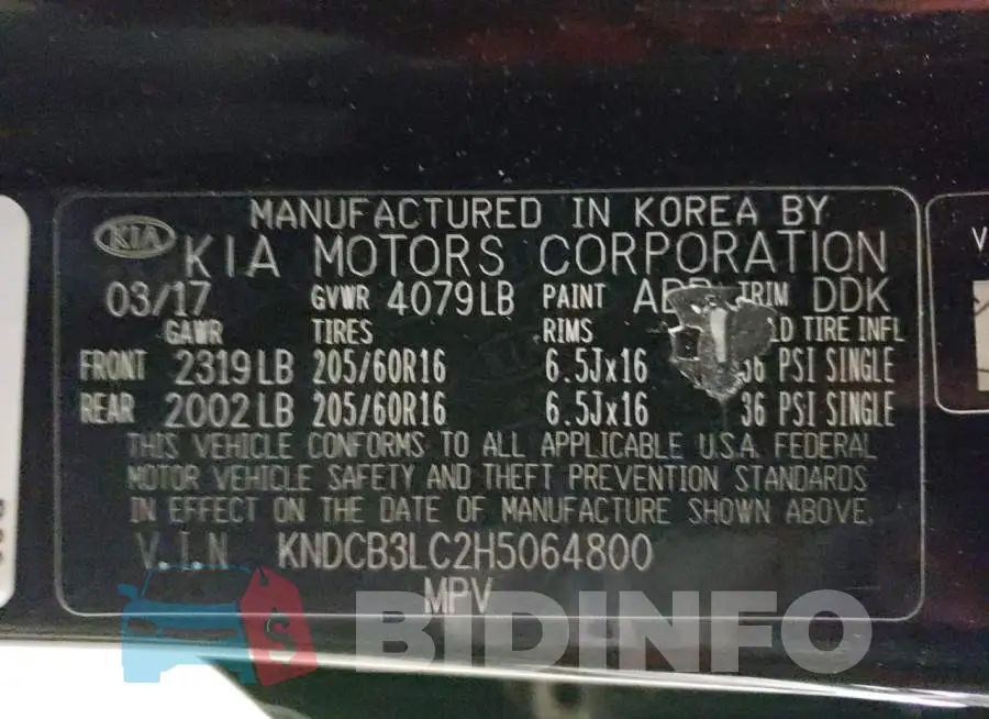KNDCB3LC2H5064800 Photo# 12