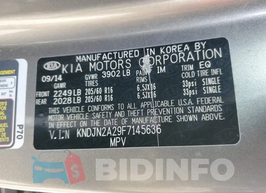 KNDJN2A29F7145636 Photo# 12